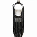 Leosoxs Tassel Hand Crochet Knitted Women Bikini Cover Ups Summer Holiday Beach Bathing Suit Sexy Hollow Out Skirts Matching Set - M & M Global
