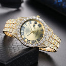 Hip Hop Iced Out Men Watch Full AAA Rhinestone Around Luxury Quartz Watches Round Clock Unisex Wrist Watch Gift For Boyfriend - M & M Global