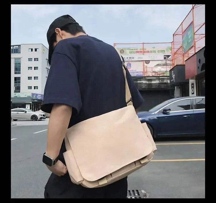 Collage Student School Bags Women&Men Unisex Crossbody Bags Multipockets Messenger Bag Simple Nylon Shoulder Bag - M & M Global