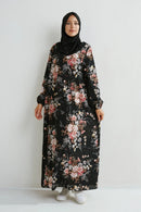 Muslim Dresses Women Maxi Dresses Mujer Vestidoes Female Loose Dresses Full Sleeve Printed Floral Casual Robe Long Dress - M & M Global