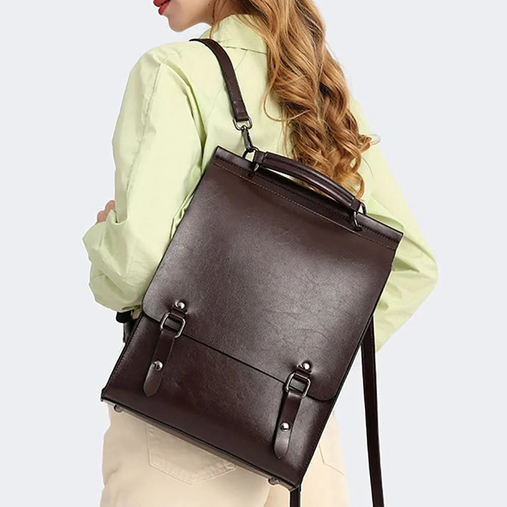 Genuine Leather Women Backpack Cross Body Bag Book School Bags Real Cowhide Lady Female Laptop Daypack Messenger Shoulder Bags - M & M Global