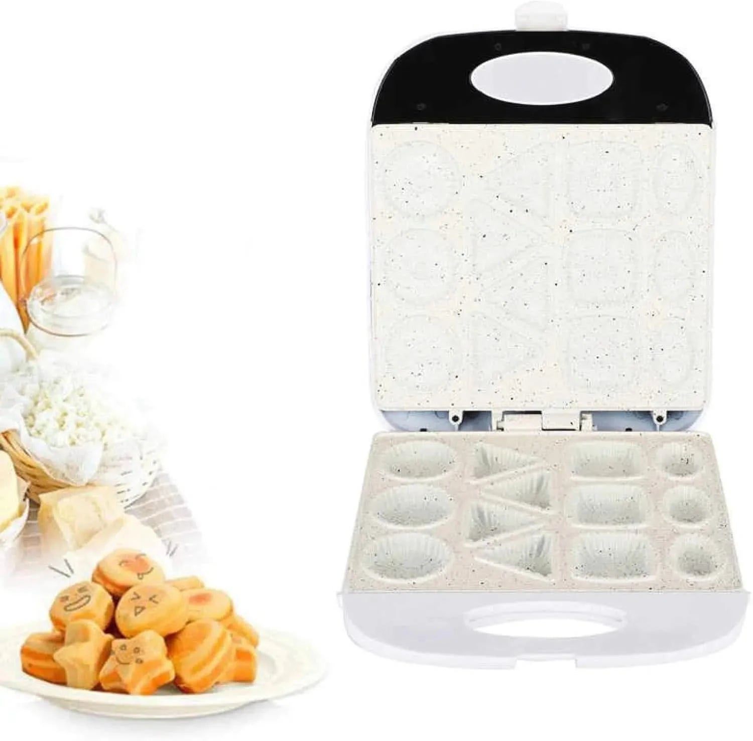 Mini Waffle Maker,1400W Electric Cake Maker ， Sandwich Toaster ， 13 Holes Non-Stick Waffle Egg Bubble Maker Automatic Bread Oven - M & M Global