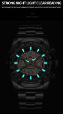 BINBOND Mens Quartz Watches Top Brand Luxury Stainless Steel Waterproof Hollow Out Blue Big Male Wristwatches Relogio Masculino - M & M Global