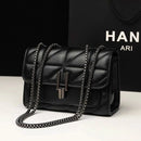 Classic Quilted Detail Square Bag, Solid Color Flap Shoulder Bag, All-Match Chain Bag - M & M Global