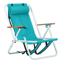 2 Pcs Folding Beach Chair, 4 Position Portable Backpack Camping Chair,Cup Holder