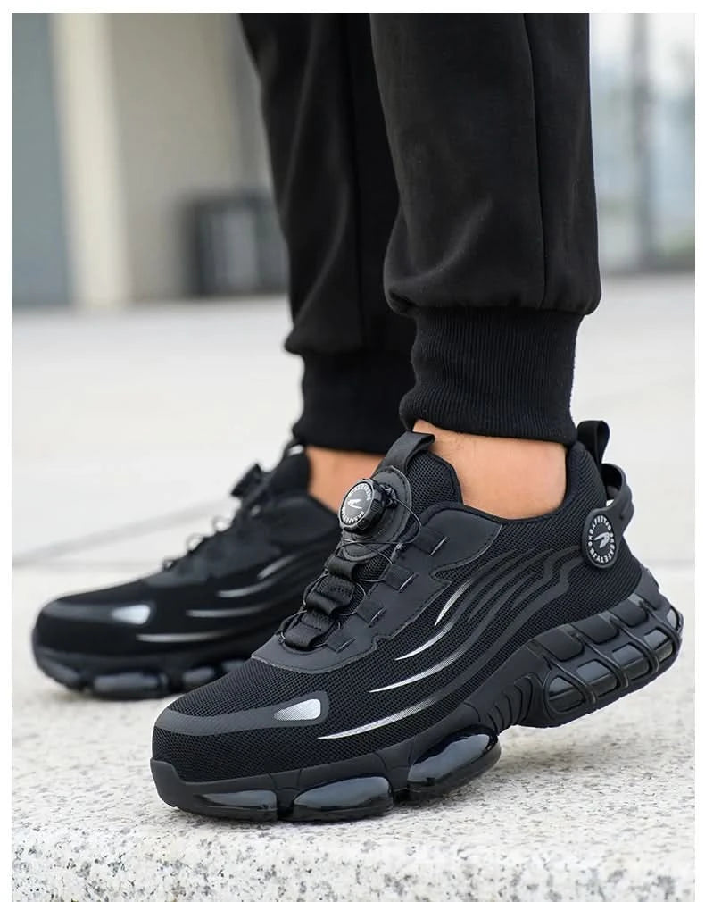 Rotating Button Steel Toe Safety Shoes Men Anti-smash Anti-puncture Work Shoes Breathable Sport Shoes Security Protective Boots