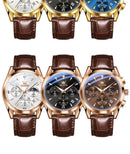OLEVS Original Watch Leather Strap Moon Phase Luminous Quartz Watches for Man Waterproof Calendar Business Trend Wristwatch - M & M Global