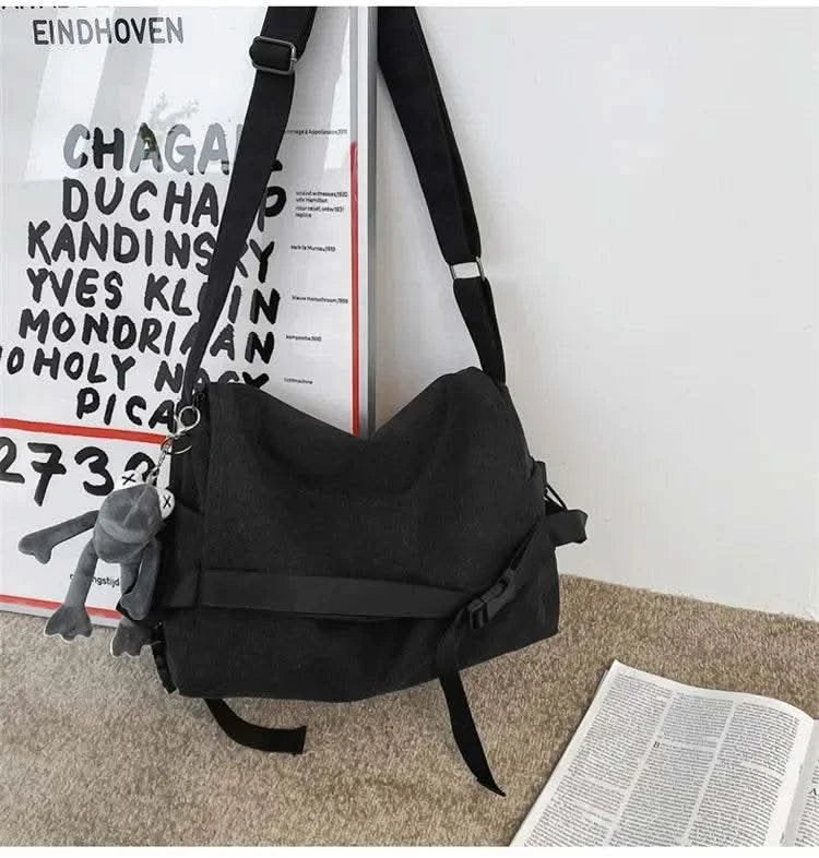 Canvas Messenger Bag Ladies Big Capacity Handbags Shoulder Bag Youth Girls Student School Bags Fashion Men Crossbody Bags Bolsos - M & M Global