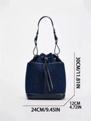2024 Autumn/Winter new denim hand bill shoulder bag Fashion canvas bucket bag - M & M Global