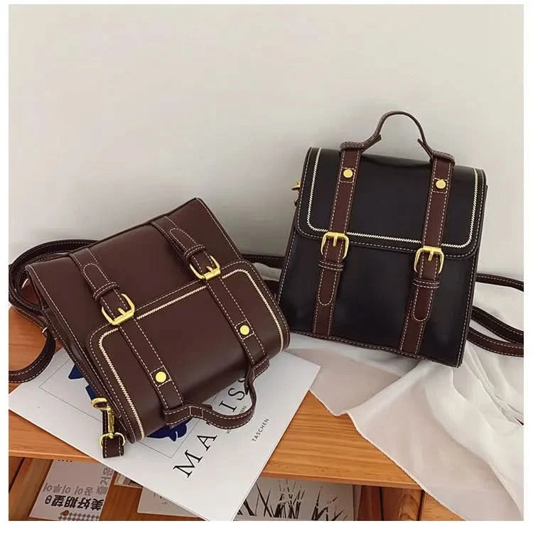 Vintage women messenger bags pu leather female shoulder bag small ladies Totes 2024 new Multifunction schoolbag bagpack handbag - M & M Global