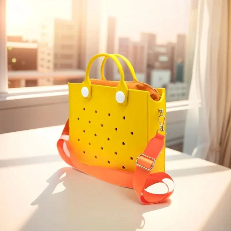 The orange guy Purple Women Fashion New EVA Punched Handbag Casual Waterproof Travel Tote Bag Fit Charms Outdoor Beach Bags - M & M Global