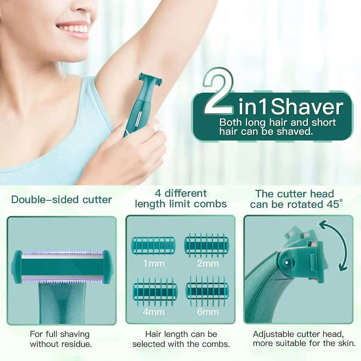 4 in 1 Intimate Areas Haircut Shaver Women Bikini Line Sensitive Razor Balls Pubic Hair Shaving Trimmer Face Beard Clipper 5683A - M & M Global