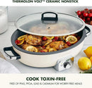 Elite 5.5QT Electric Oval Skillet, PFAS-Free Ceramic Nonstick, 1800 Watt, Dishwasher Safe Lid & Removable Crock, Adjustable Temp - M & M Global