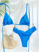 Woman swimsuits String Bikini Set Women High Cut Swimwear Sexy Bathing Suit Bandage Biquini Female Pleated Beachwear Summer - M & M Global