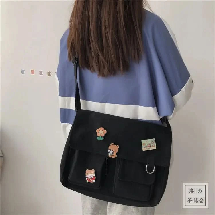 Japanese Harajuku Cute Retro Girl Messenger Shoulder Bag Canvas Student School Female - M & M Global