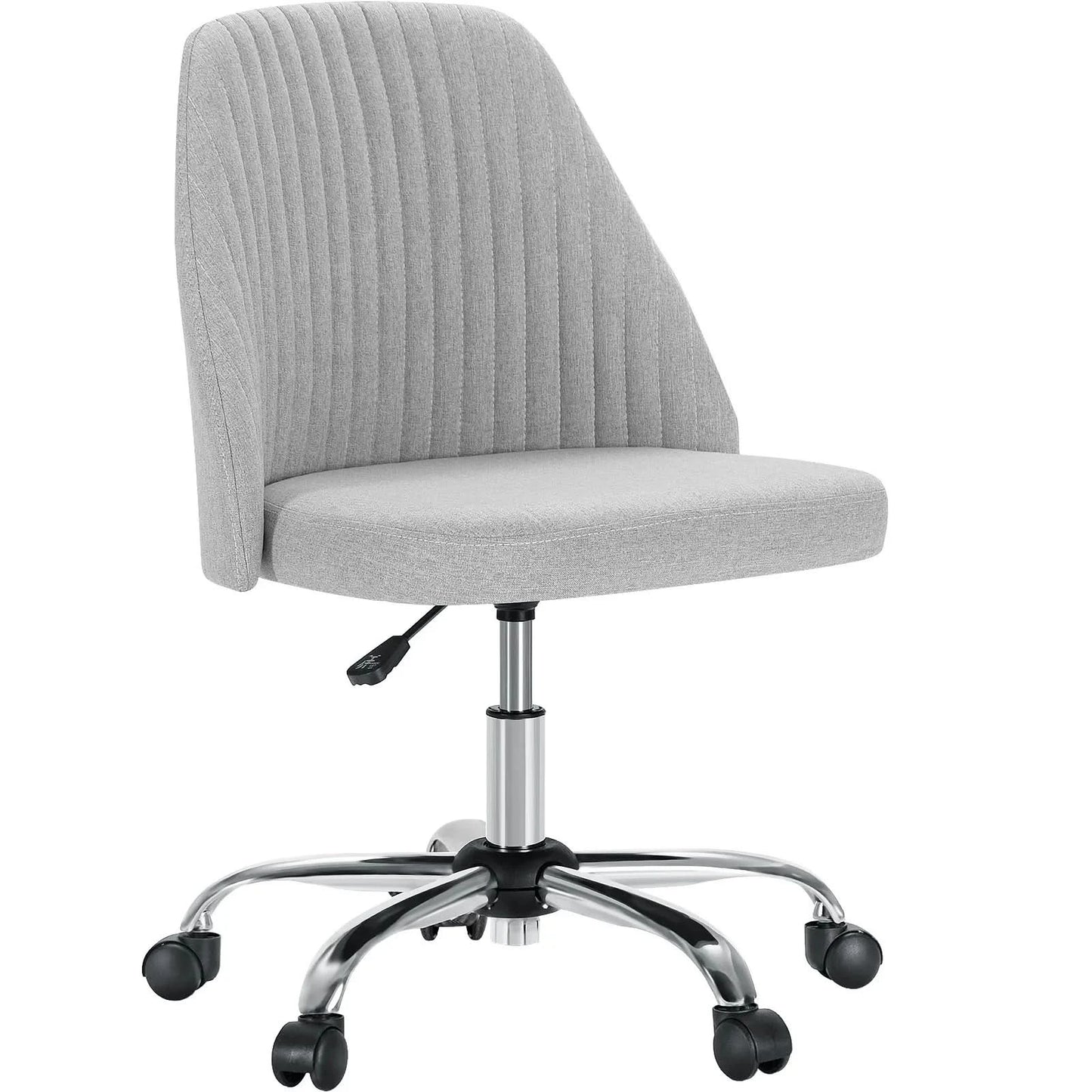 JHK Armless Small Desk Office Chair Cute Vanity Swivel Chair with Back Modern Fabric with Wheels Swivel Task Home Gaming Chair