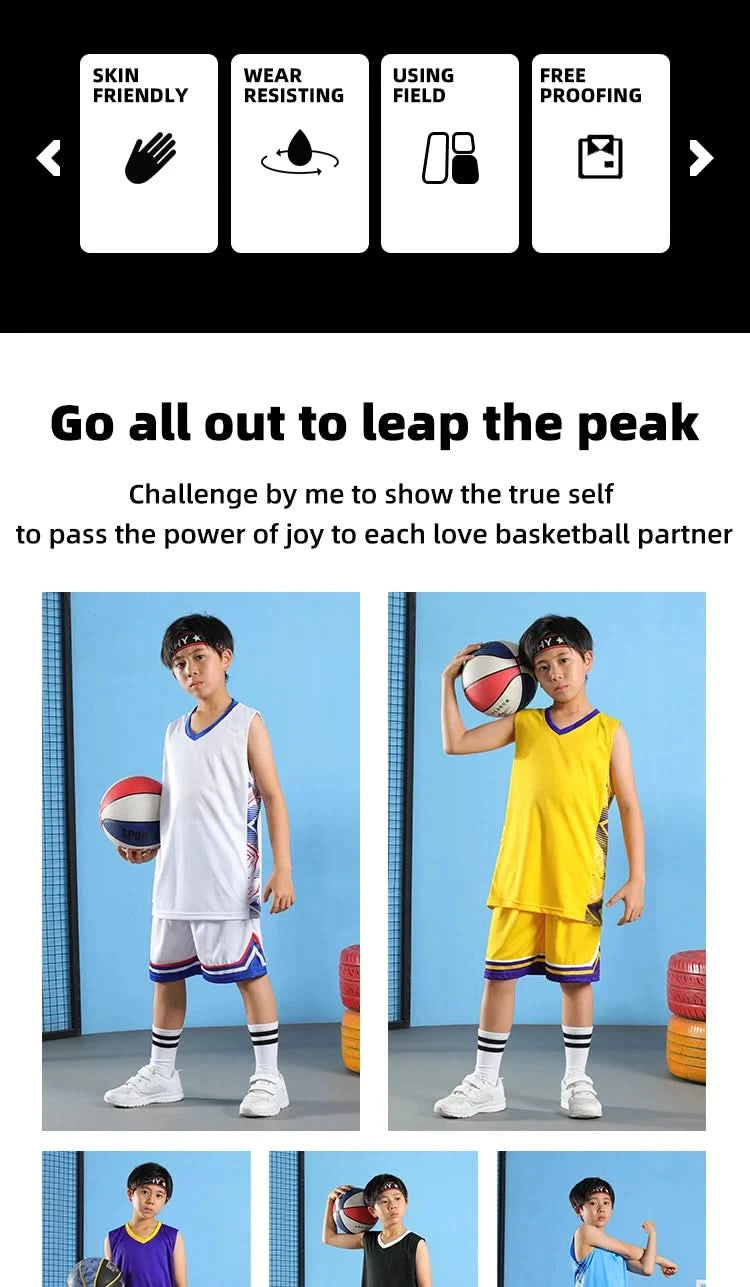 Kid Basketball Jersey Quick-drying Training Uniform Shirts Children Sportswear Kit Boys and Girls Tracksuit Sport Suit Clothes - M & M Global