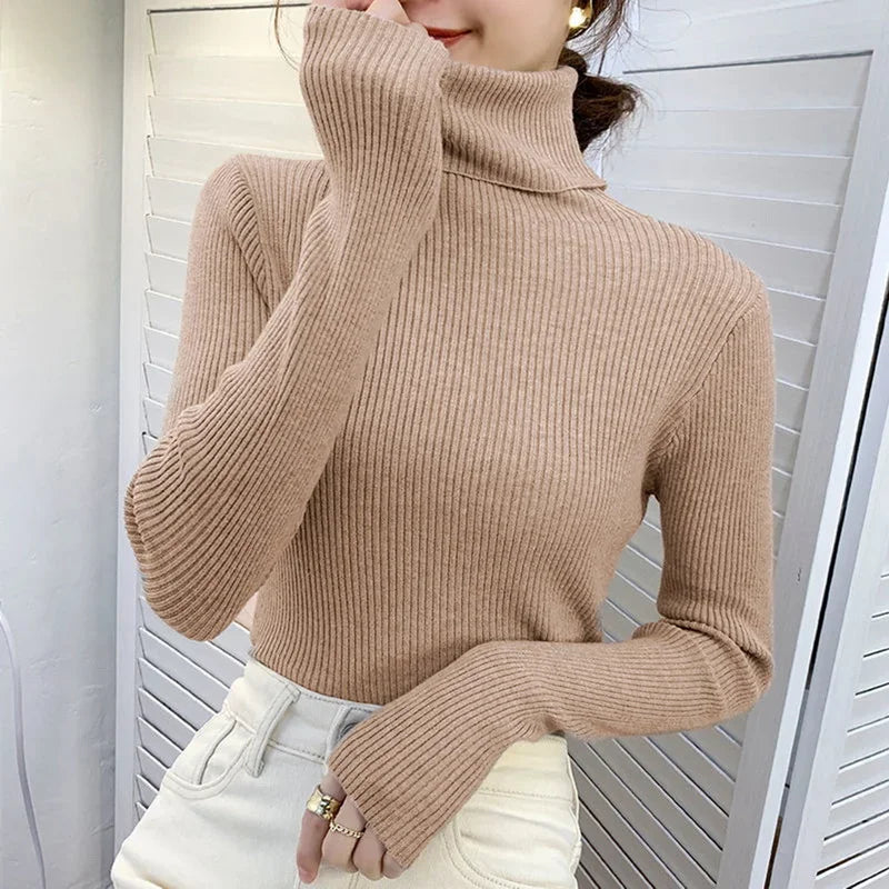 Women Turtleneck Sweater Knitted Soft Pullovers cashmere Jumpers Basic Solid Soft Sweaters Women Autumn Winter Casual Top