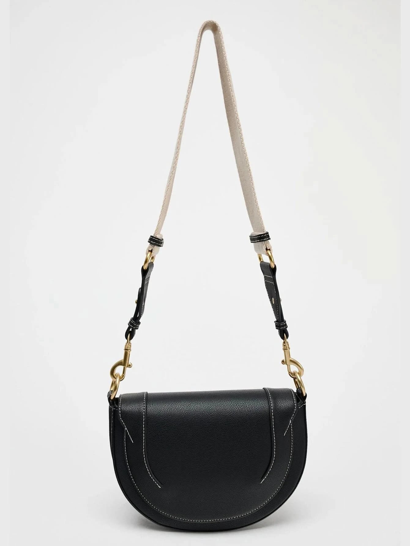 Autumn and winter new women's bag handbag advanced color contrast line embellished single shoulder crossbody bag - M & M Global