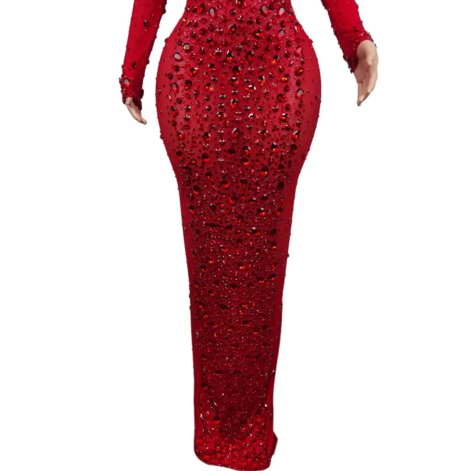 Sexy Party Banquet Evening Dresses Women Sparkly Rhinestone Long Dress Nightclub Singer Stage Costume Festival Clothing Cuixing - M & M Global