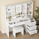 Vanity Desk with Mirror and Lights, Makeup Vanity with 5 Drawers, Makeup Desk with Charging Station and Ample Storage, Dressing