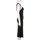 Fashion Strappy Ruched Sexy Black Dress Irregular Elegant Backless Long Dress Party Summer Dresses Women Clothes Vintage Dress - M & M Global