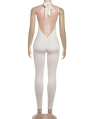 Weird Puss Sexy Peach Buttocks Jumpsuit Women Backless Halter Sleeveless Fitness Skinny Stretch Streetwear Sexy Activity Outfits