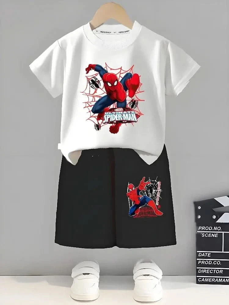 Anime Spiderman Boys T Shirt Shorts 2pcs Sets Breathable Waffle Fabric Kids Sport Clothing Set Children Casual Outfits - M & M Global
