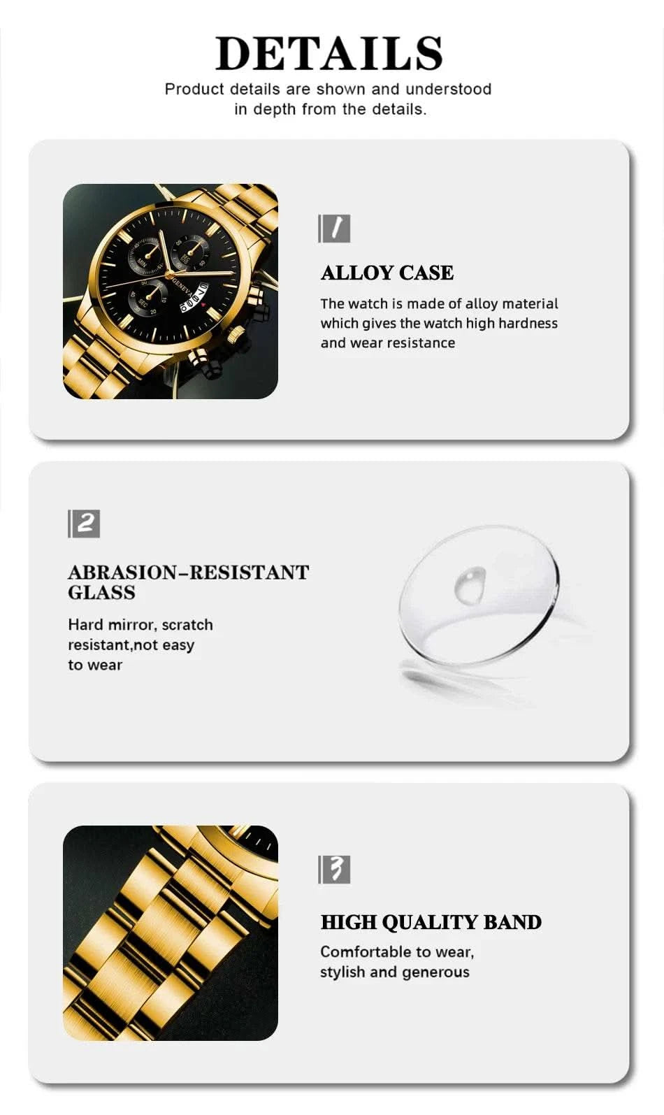 2023 Fashion Men Gold Stainless Steel Watch Luxury Calendar Quartz Wrist Watch Mens Business Watches for Man Clock Reloj Hombre - M & M Global