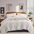 7Pcs solid color cut flower design Comforter Set, 100% microfiber soft and breathable Soft and durable bedding set Ideal gift