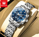 OLEVS Women's Watches 2858L Trend Fashion Original Quartz Watch for Lady Waterproof Luminous Date Stainless Steel Chronograph