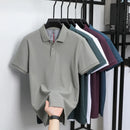 100% pure cotton short sleeved men's polo shirt summer boutique fashion high-quality top solid color collar back striped T-shirt