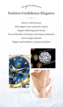 OLEVS Women's Watches 2858L Trend Fashion Original Quartz Watch for Lady Waterproof Luminous Date Stainless Steel Chronograph