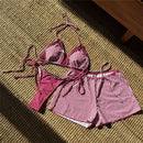 New Striped Polka Dot Halter Shorts Bikini Female Swimsuit Women Swimwear Three-pieces Bikini set Bather Bathing Suit Swim V6384 - M & M Global