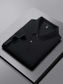 100% pure cotton boutique short sleeved high-end men's polo shirt summer high-quality solid color topsbusiness casual T-shirt