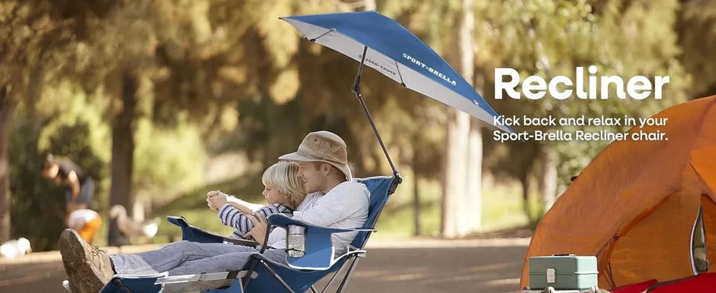 Reclining Beach Chair, 3-position adjustability with detachable detachable footrest lets, swiveling umbrella with UPF50+material
