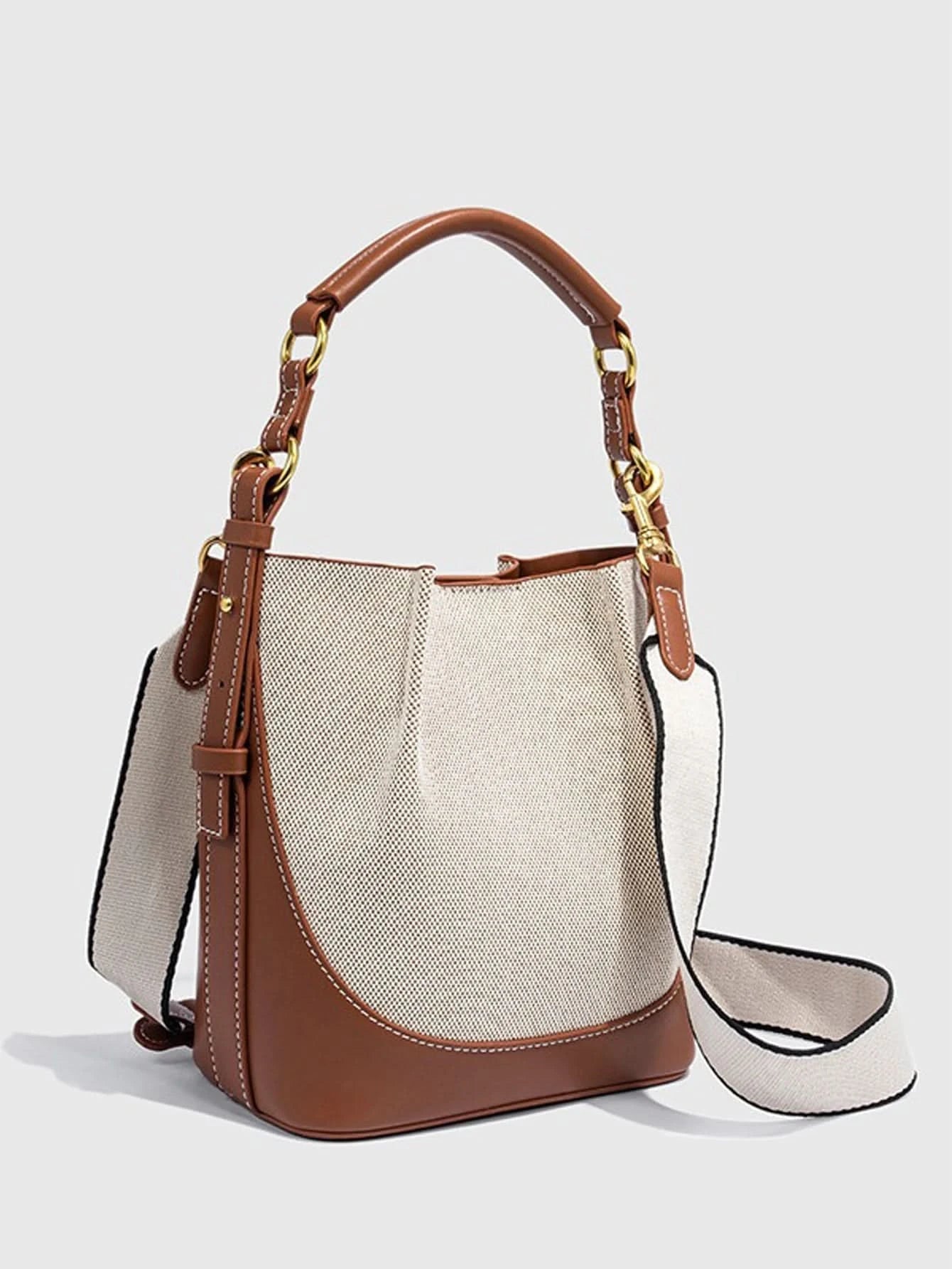 2024 new large capacity wide shoulder strap single shoulder tote sling sling sling bucket bag - M & M Global