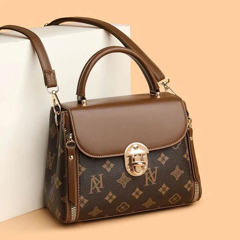 Bags for Women, Printed Fashionable Hand-Held Locks, Commuting Small Square Bag, Fashionable and Versatile Shoulder Crossbody Ba - M & M Global