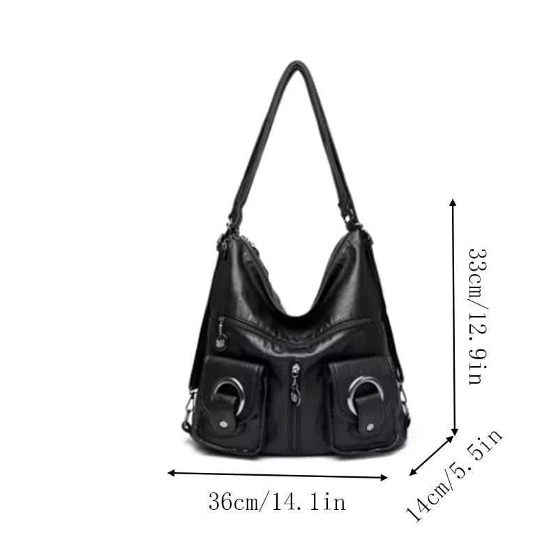 Vintage Women's Bag Leather Multifunctional Shoulder Bag Fashion Ladies Backpack Waterproof Wearable Square Backpacks - M & M Global