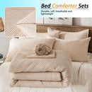 solid striped check Comforter set, soft microfiber, lightweight and breathable, easy to care for - bedding set for all seasons