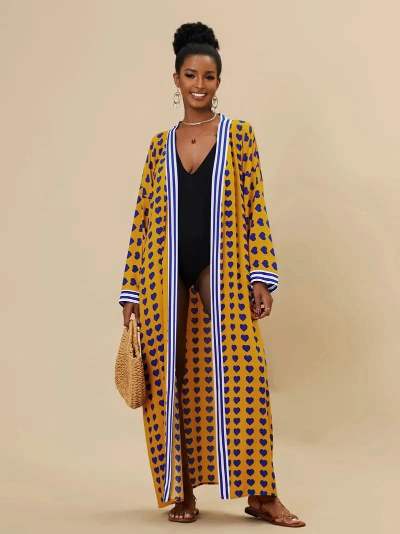 Para Praia Kimono Beach Robe 9 Colors Bikini Cover Ups Beachwear Femme Long Dress Sarong Women Loose Cardigan Swimsuit Covers - M & M Global