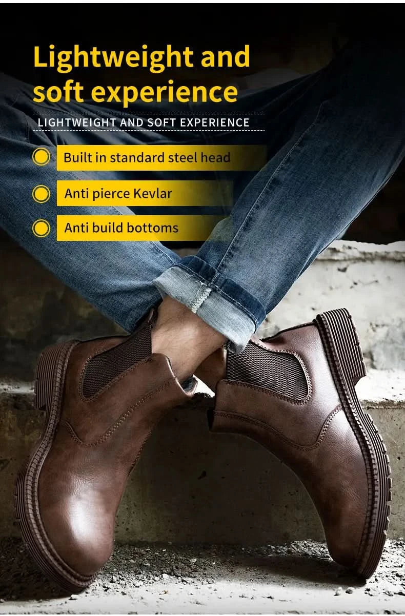 Industrial-Grade Steel Toe Boots Metatarsal Guard Triple Protection Men Work Boots Waterproof Construction Work Shoes Anti-smash