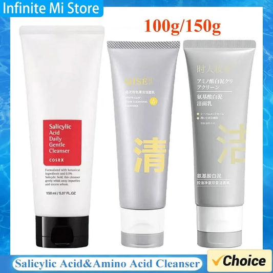 Salicylic Acid Facial Cleanser Amino Acid Face Wash Foam Face Cleanser Moisturizing Facial Cleansing Skin Care Product 100g/150g - M & M Global
