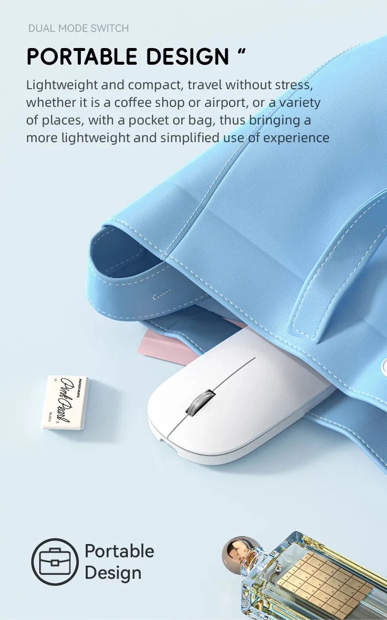Xiaomi Silent Dual-mode Wireless Mouse Type-C Charging 2.4g Dpi Adjustable Rechargeable Ergonomic Morandi Portable Office Mouse