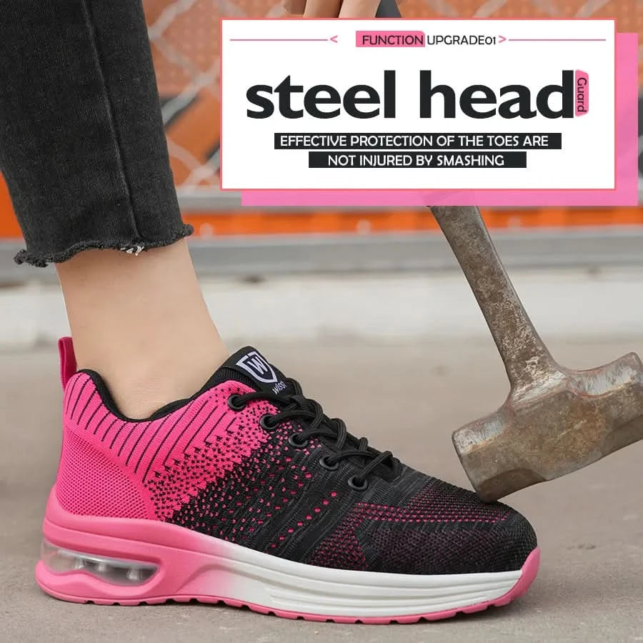 Two layer cowhide men's anti-smash anti-puncture high top work safety shoes