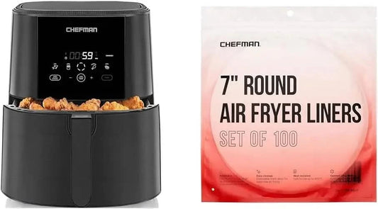 Touch Air Fryer, The Most Compact And Healthy Way To Cook Oil-Free, 5 Quart & Disposable Air Fryer Liners, Heat-Resistant Parchm - M & M Global