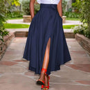 ZANZEA 2024 Summer Women Party Split Sundress Stylish Irregular Skirts High Waist Maxi Vestidos Solid Robe Saia Holiday Faldas