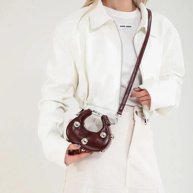 Retro Versatile Ladies Mini Handbag Women Big Rivet Personality Luxury Designer Crossbody Bags for Women Streetwear Shoulder Bag - M & M Global