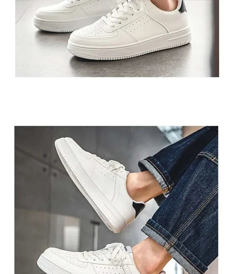 Casual Men's Sneakers Autumn 2025 New Style Winter Pure White Fiberglass Synthetic Lining Rubber Sole Unisex Leisure Shoes - M & M Global