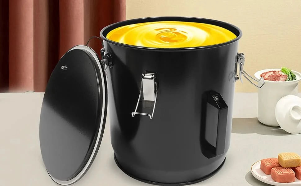 6 Gallon Fryer Grease Bucket Oil Disposal Oil Bucket with Lid and Filter Bag - M & M Global